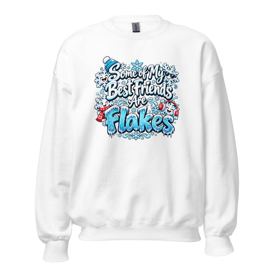 NeonVtg Christmas Snowflake Sweatshirt in White with Fun Flakes Design for a Vintage Look