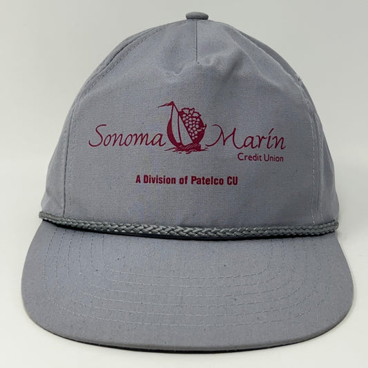 Gray Vintage Hat with Sonoma Marin Credit Union Logo and Braided Detail on the Front