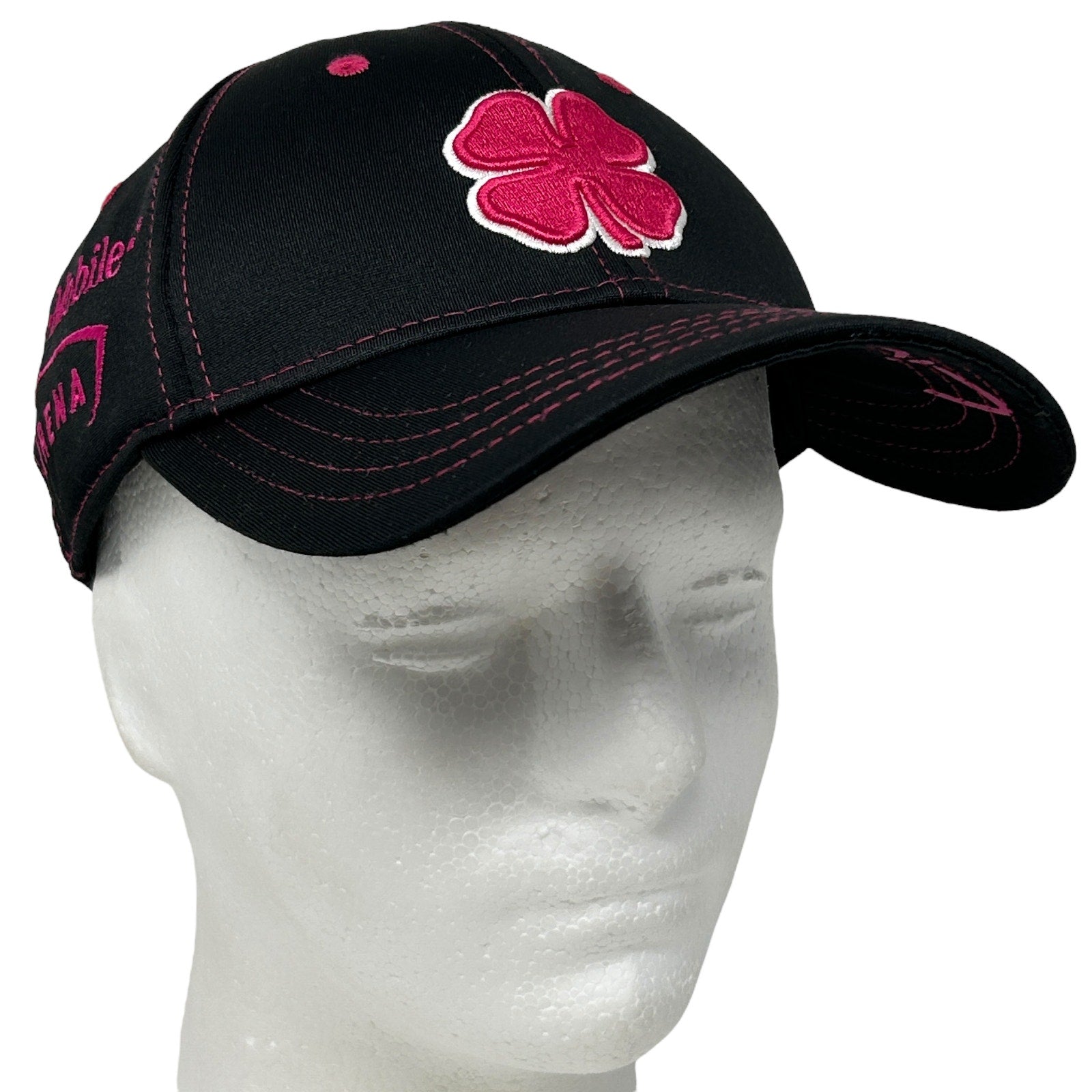 Black Clover T-Mobile Arena Las Vegas cap in black with pink clover logo and stitching details
