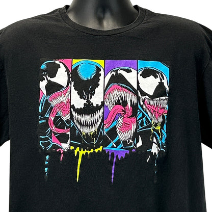 Black Marvel T-Shirt featuring Spider Man Venom graphic design on the front in vibrant colors