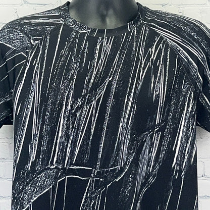 Black Sports Illustrated Athletic Shirt with Abstract White Pattern, Front View