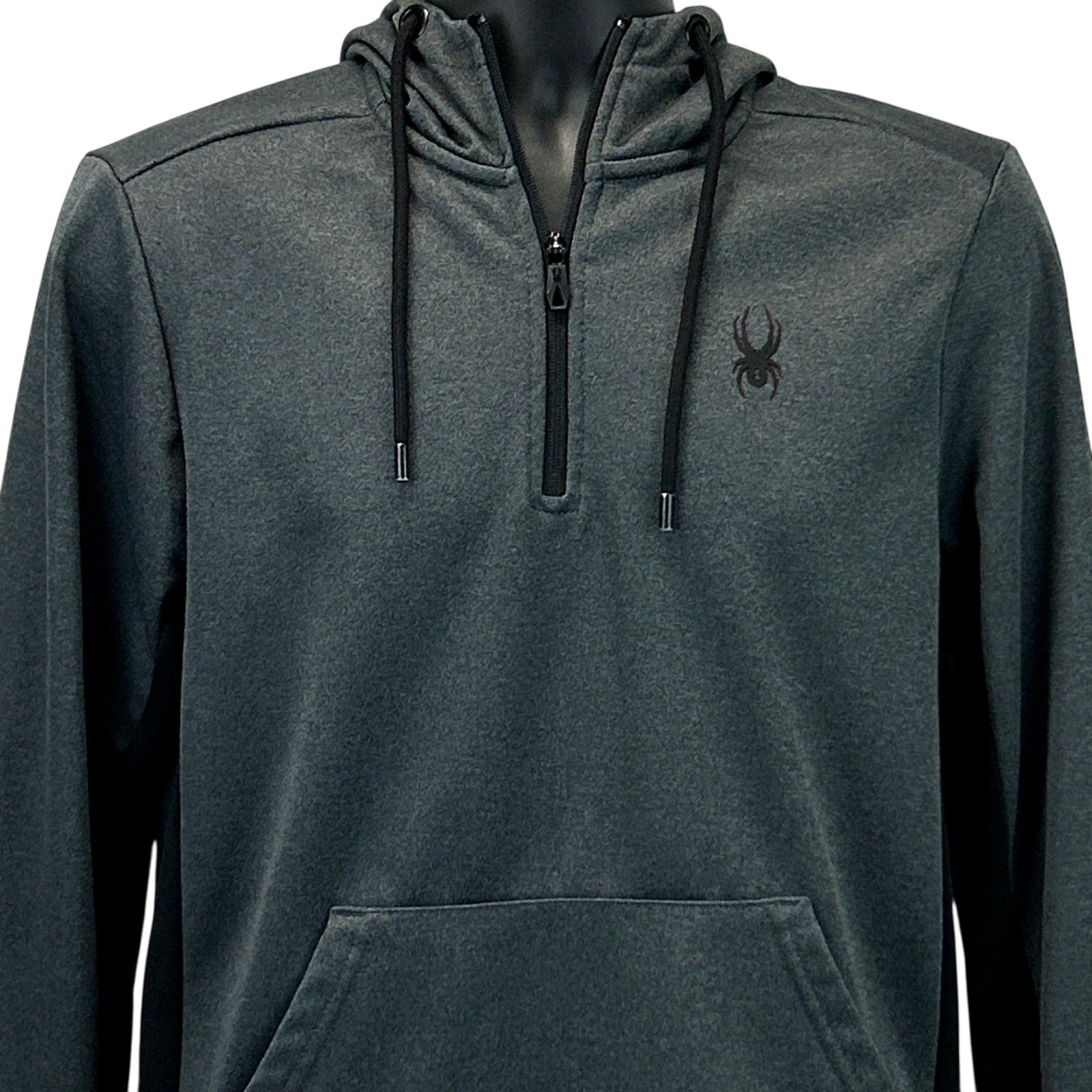 Spyder Black Quarter-Zip Hoodie for Men with Front Pocket and Logo on Chest