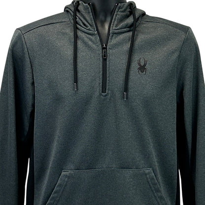 Spyder Black Quarter-Zip Hoodie for Men with Front Pocket and Logo on Chest