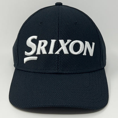 Front view of a navy Srixon cap featuring a prominent white logo for golfers