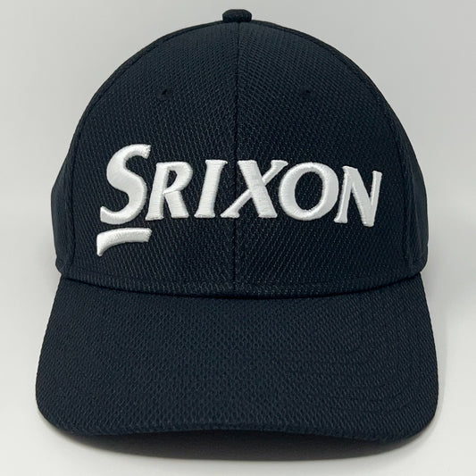 Front view of a navy Srixon cap featuring a prominent white logo for golfers