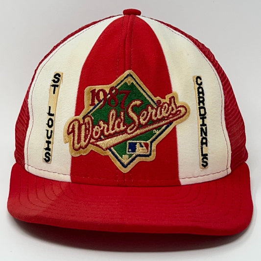 AJD Vintage St Louis Cardinals Trucker Hat in Red and White with 1987 World Series Emblem