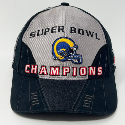 Vintage St Louis Rams Super Bowl Champions Cap in black and gray with embroidered logo
