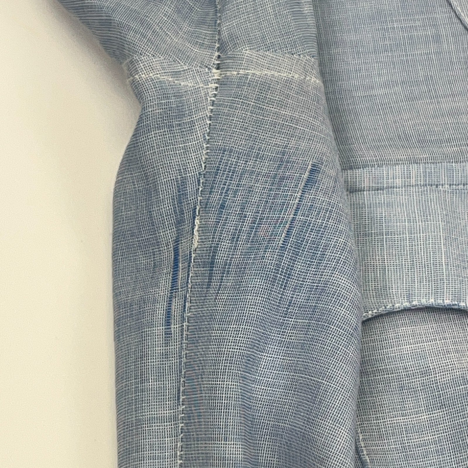 Vintage cowboy shirt in blue, size medium, front view, showcasing classic denim texture.