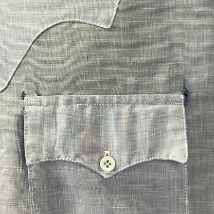 Vintage Cowboy Shirt in Light Gray with Pocket Detail - Front View