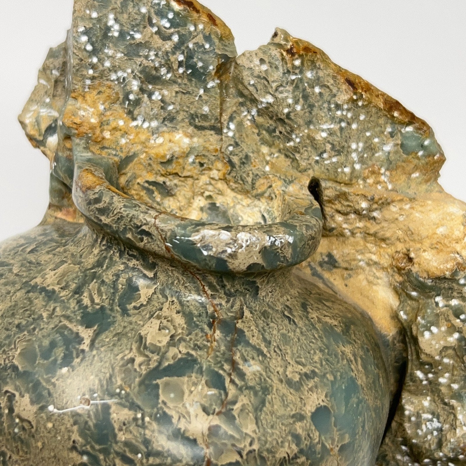 Unbranded Vintage Stone Vase in Green, Close-Up View