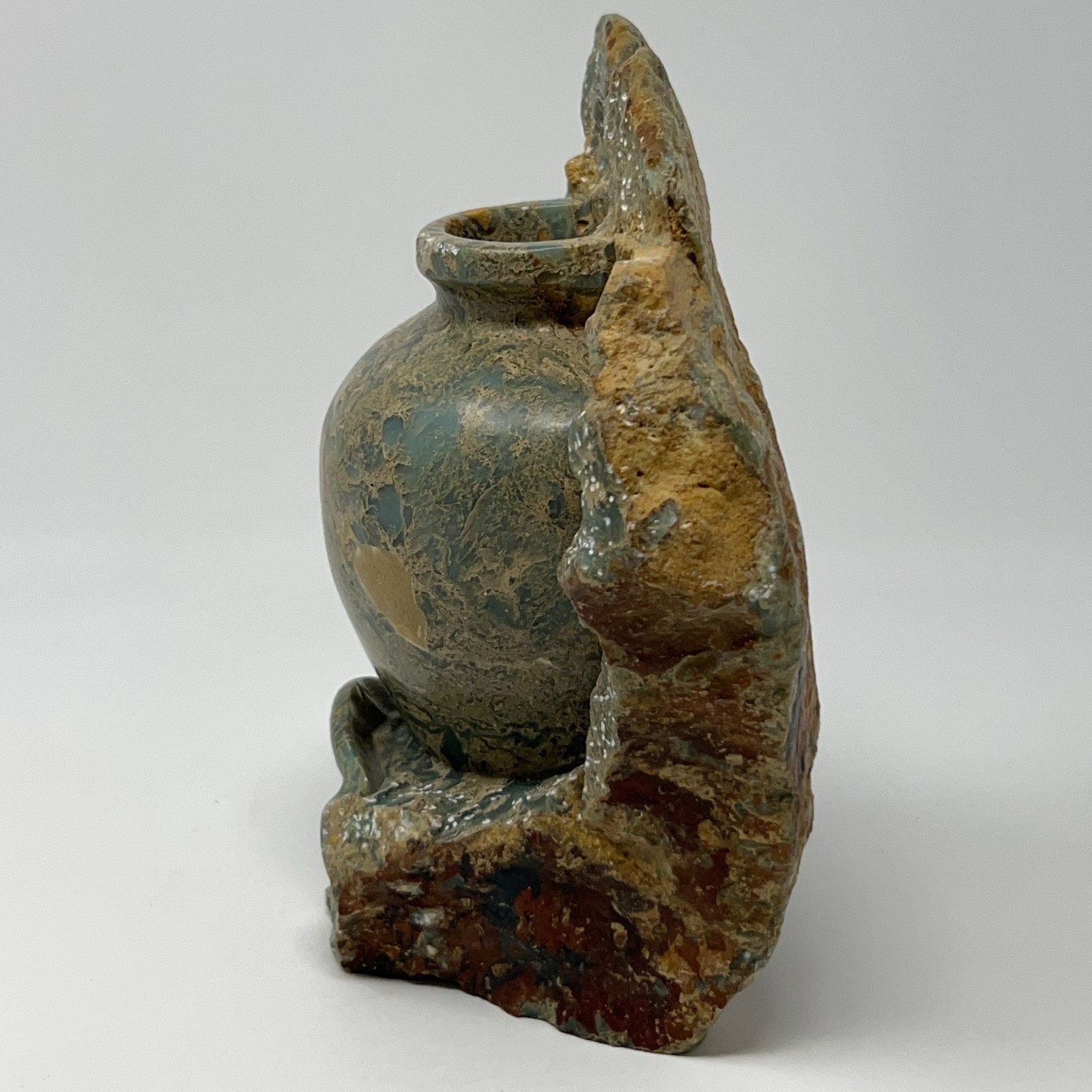 Unbranded vintage stone vase with natural texture, earthy tones, and unique shape