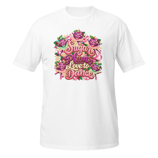 Neonvtg White T-Shirt with 'Sugar Plums Love to Dance' Graphic for a Vintage Style