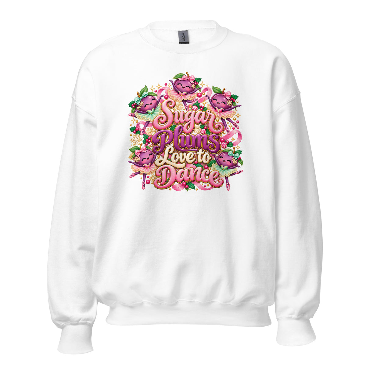 Neonvtg Night Before Christmas Sweatshirt in white featuring festive Sugar Plums design