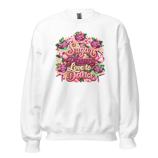 Neonvtg Night Before Christmas Sweatshirt in white featuring festive Sugar Plums design