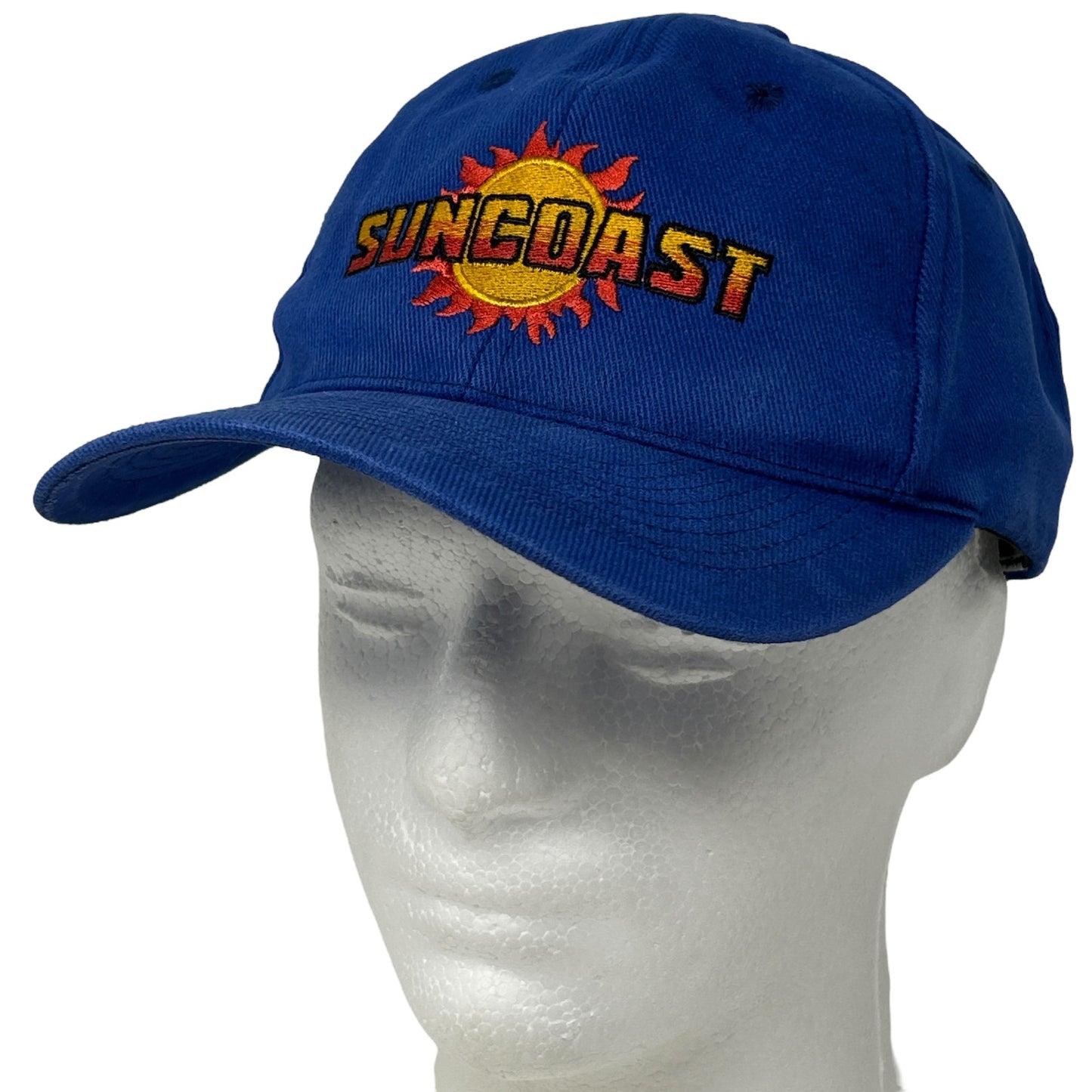 Blue vintage cap with Suncoast Casino logo embroidered on the front, adjustable size for comfort