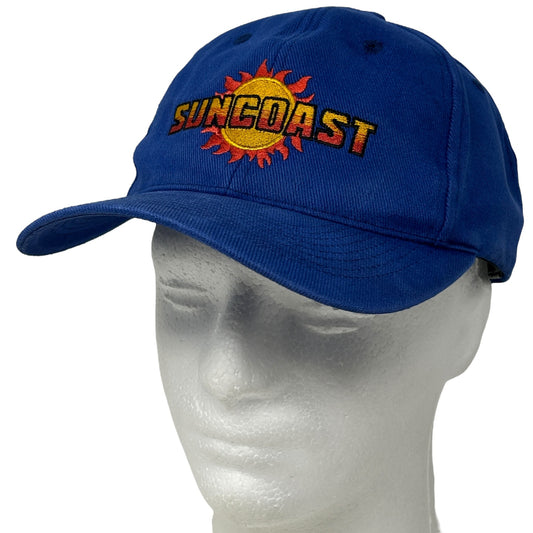 Blue vintage cap with Suncoast Casino logo embroidered on the front, adjustable size for comfort