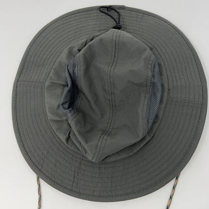 The North Face boonie hat in gray, vintage style with mesh lining and adjustable chin strap