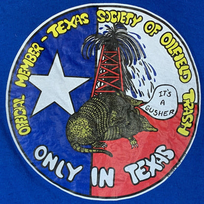 Vintage Society of Oilfield Trash T Shirt Mens X-Small Texas Oil Drilling Blue