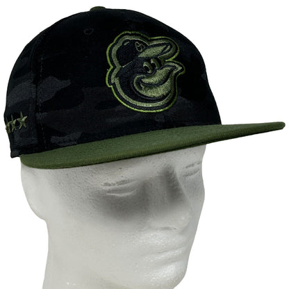 Baltimore Orioles Military Army Baseball Hat Cap New Era Black Camo Fitted 7 1/4