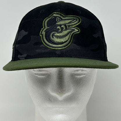 Baltimore Orioles Military Army Baseball Hat Cap New Era Black Camo Fitted 7 1/4