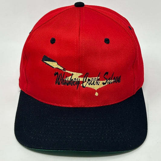 Vintage 90s Whiskey Creek Saloon Hat Baseball Cap Bar 6 Panel KC Snapback Red