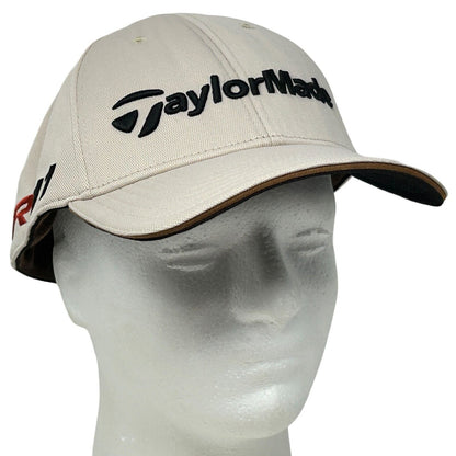 TaylorMade beige baseball cap with logo detail in black