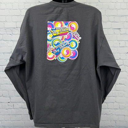 T&C Surf Designs Long Sleeve T-Shirt in Gray featuring a vibrant multicolor Stay Stoked graphic
