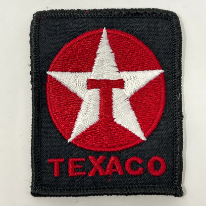 Texaco Patch featuring a red star on black background with white stitching and bold Texaco logo