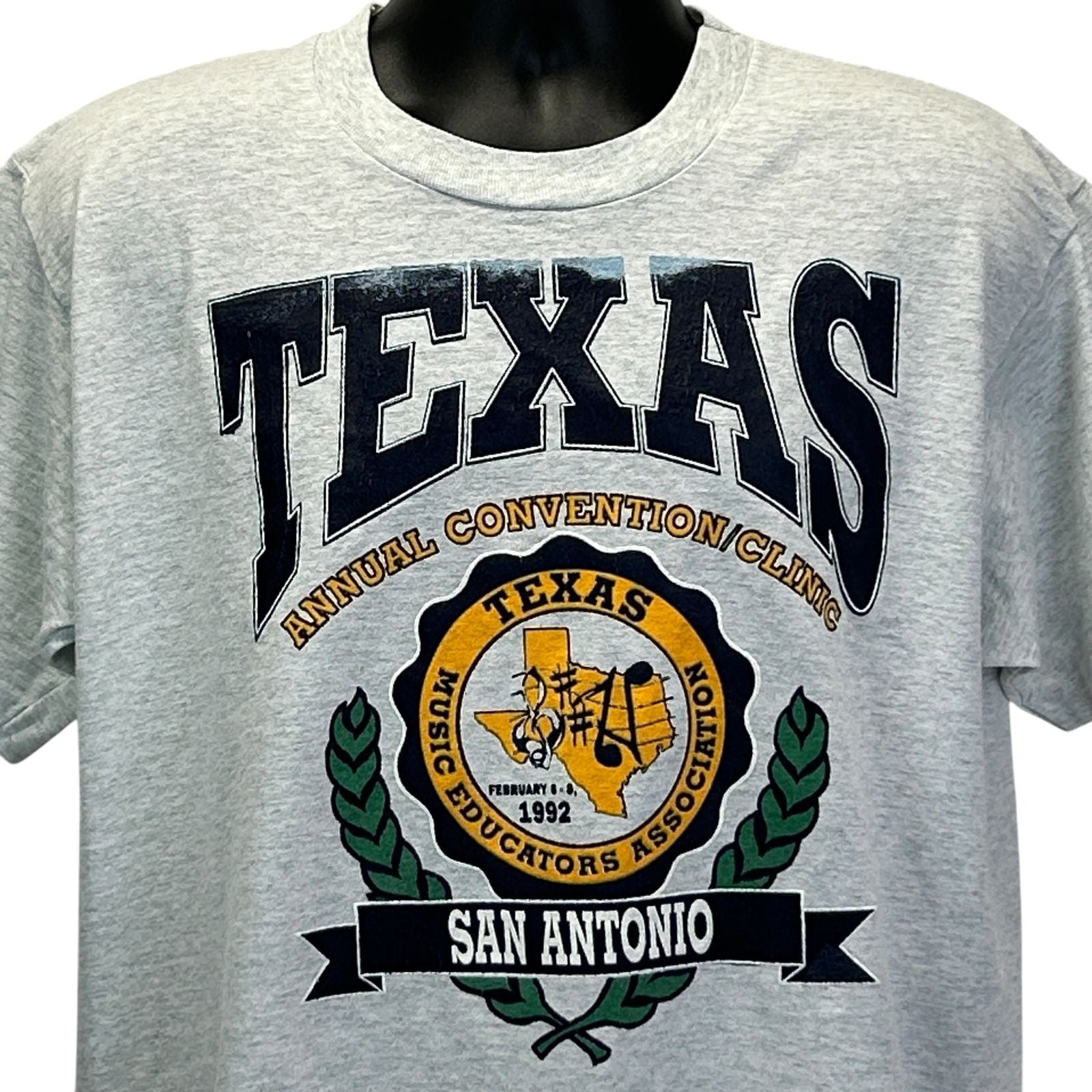 Gray Screen Stars T-Shirt featuring Texas Music Educators Association logo in front view