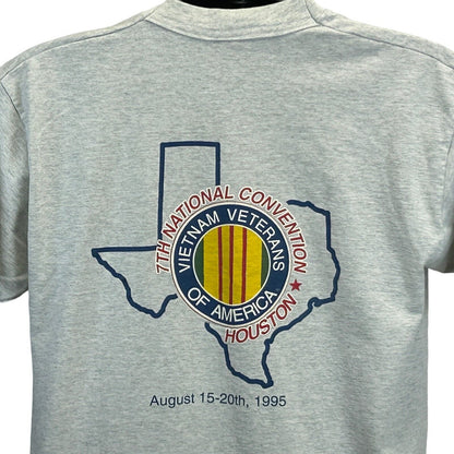 Vintage Vietnam Veterans VVA Convention T Shirt Mens Large Houston Military Gray