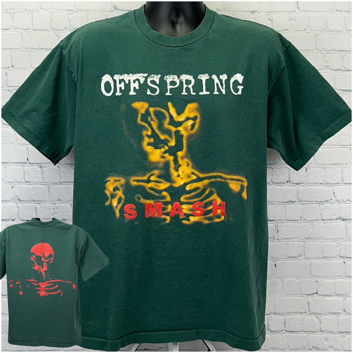 Giant vintage Offspring Smash T-shirt in green with unique graphic design and comfortable fit