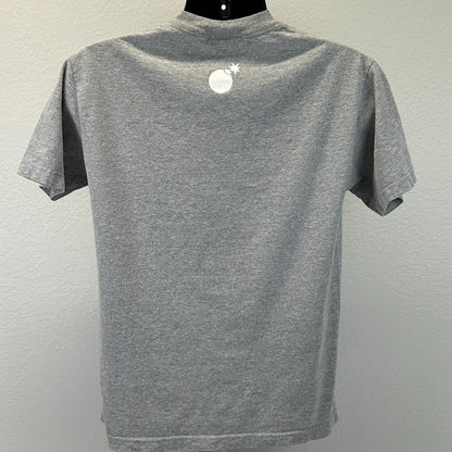 The Hundreds gray streetwear graphic t shirt, size medium, back view with logo design