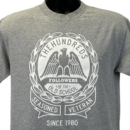 The Hundreds gray streetwear graphic t shirt, front view, classic style with logo design