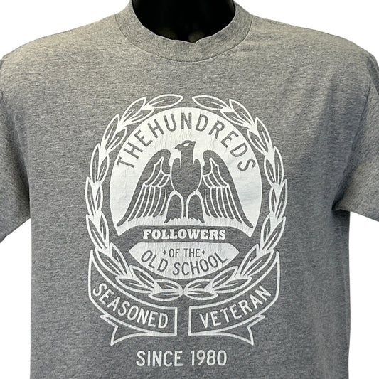 The Hundreds gray streetwear graphic t shirt, front view, classic style with logo design