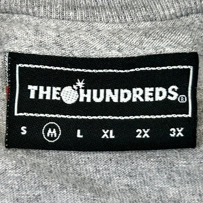 The Hundreds grey streetwear graphic t shirt tag showing size options S to 3X
