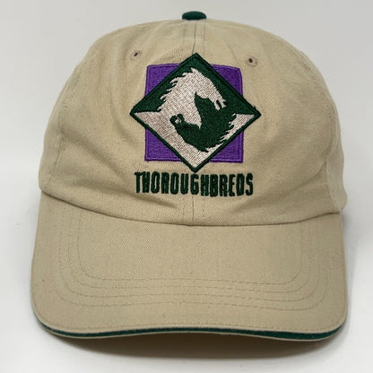 Beige Vintage Santa Anita Park Cap featuring embroidered Thoroughbreds logo on the front