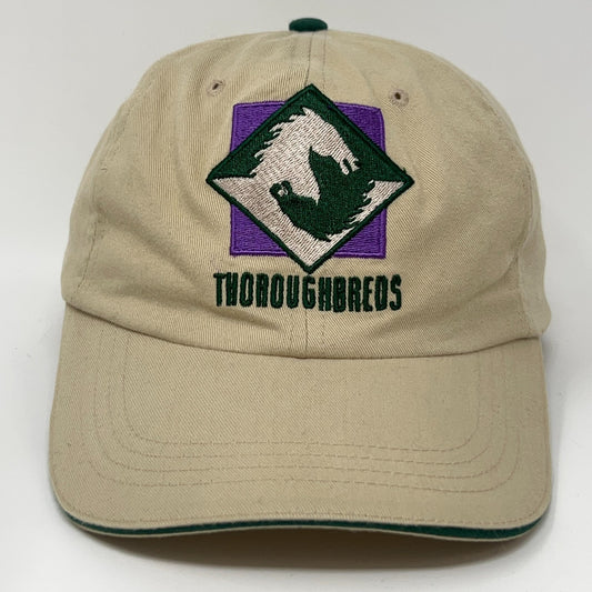 Beige Vintage Santa Anita Park Cap featuring embroidered Thoroughbreds logo on the front
