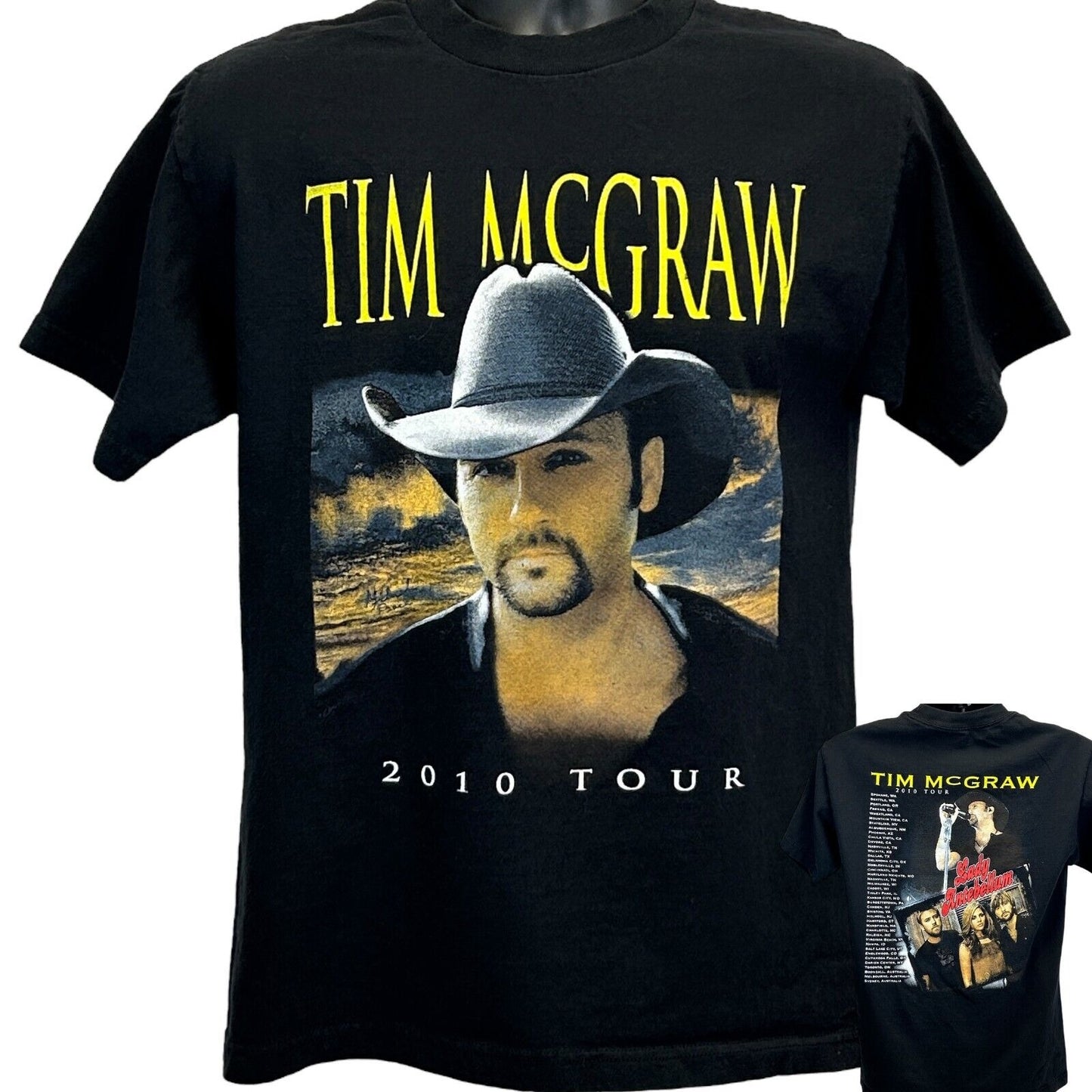 Black Tim McGraw 2010 Tour T-Shirt in Large with front graphic and tour details on back