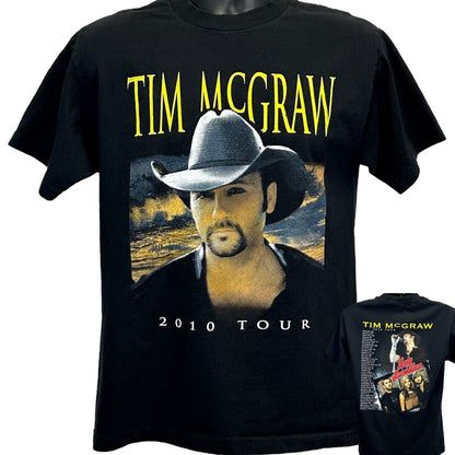 Black Tim McGraw 2010 Tour T-Shirt in Large with front graphic and tour details on back