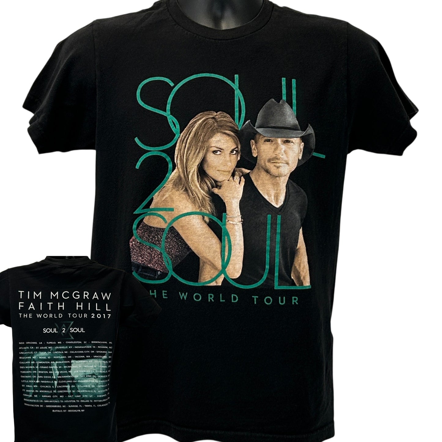 Black Soul 2 Soul hat featuring Tim McGraw Faith Hill logo in front view, ideal for concert fans
