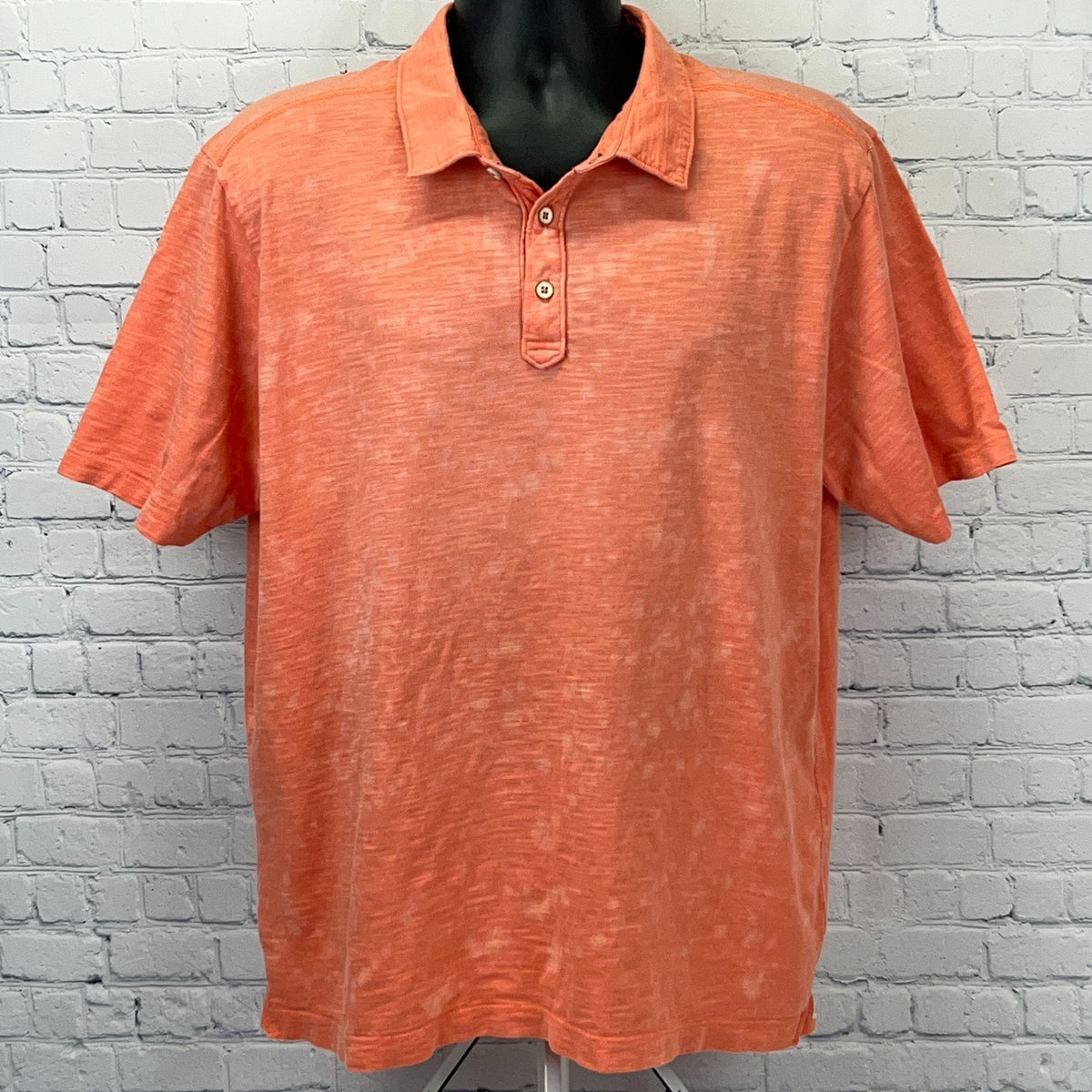 Tommy Bahama Men's Short Sleeve Coral Polo Shirt with Button Placket and Casual Fit