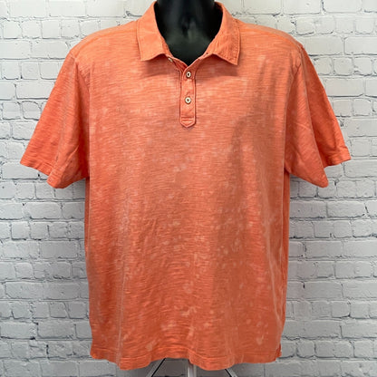 Tommy Bahama Men's Short Sleeve Coral Polo Shirt with Button Placket and Casual Fit