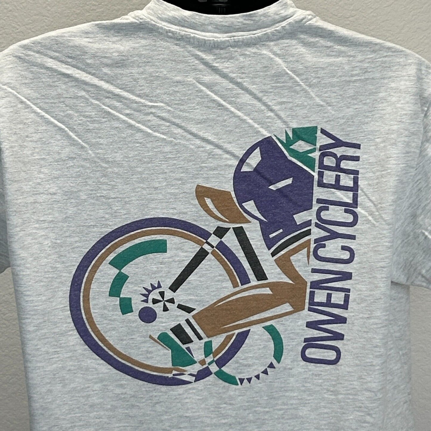 Vintage Owen Cyclery Chattanooga T Shirt Mens Medium Bicycling Cycler 90s Gray