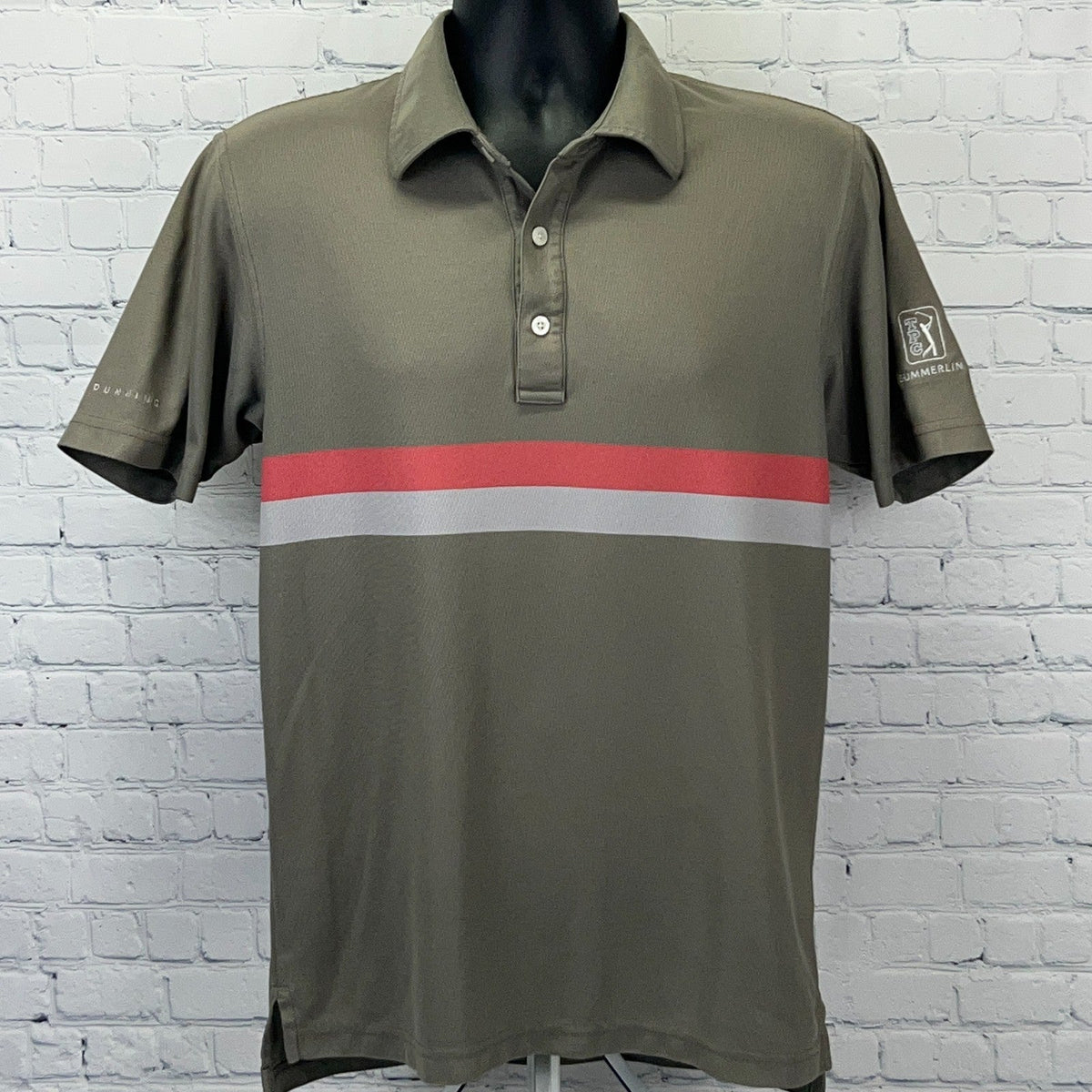 DUNNING green polo shirt for men with red and white stripe, ideal for TPC Summerlin Las Vegas