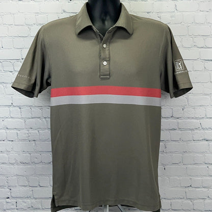 DUNNING green polo shirt for men with red and white stripe, ideal for TPC Summerlin Las Vegas