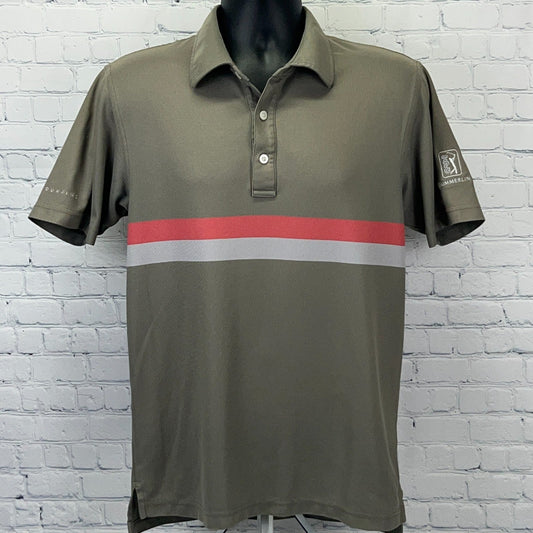 DUNNING green polo shirt for men with red and white stripe, ideal for TPC Summerlin Las Vegas