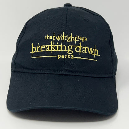 Black baseball cap featuring The Twilight Saga Breaking Dawn part 2 embroidered logo on the front