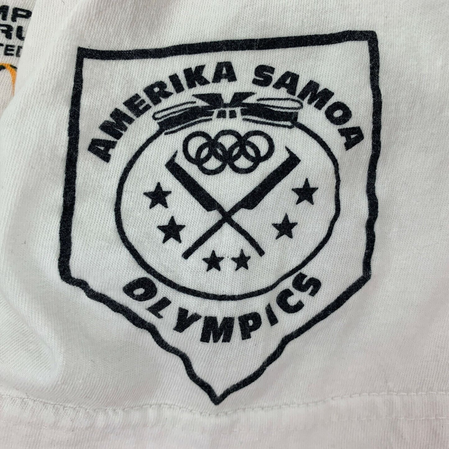 Vintage McDonalds Olympic Amerika Samoa T Shirt Mens Medium Running Samoan White