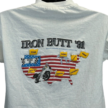 Camiseta de competición de motociclismo vintage Iron Butt para hombre, talla grande, color blanco, de BMW Biker Reno