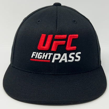 Black UFC Fight Pass Cap with Red and White Logo, Front View